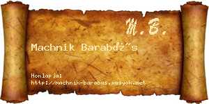 Machnik Barabás névjegykártya